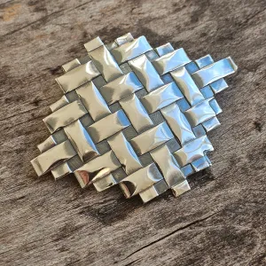 1960s Finnish Modernist Era Abstract Silver Brooch By Turun Hopea