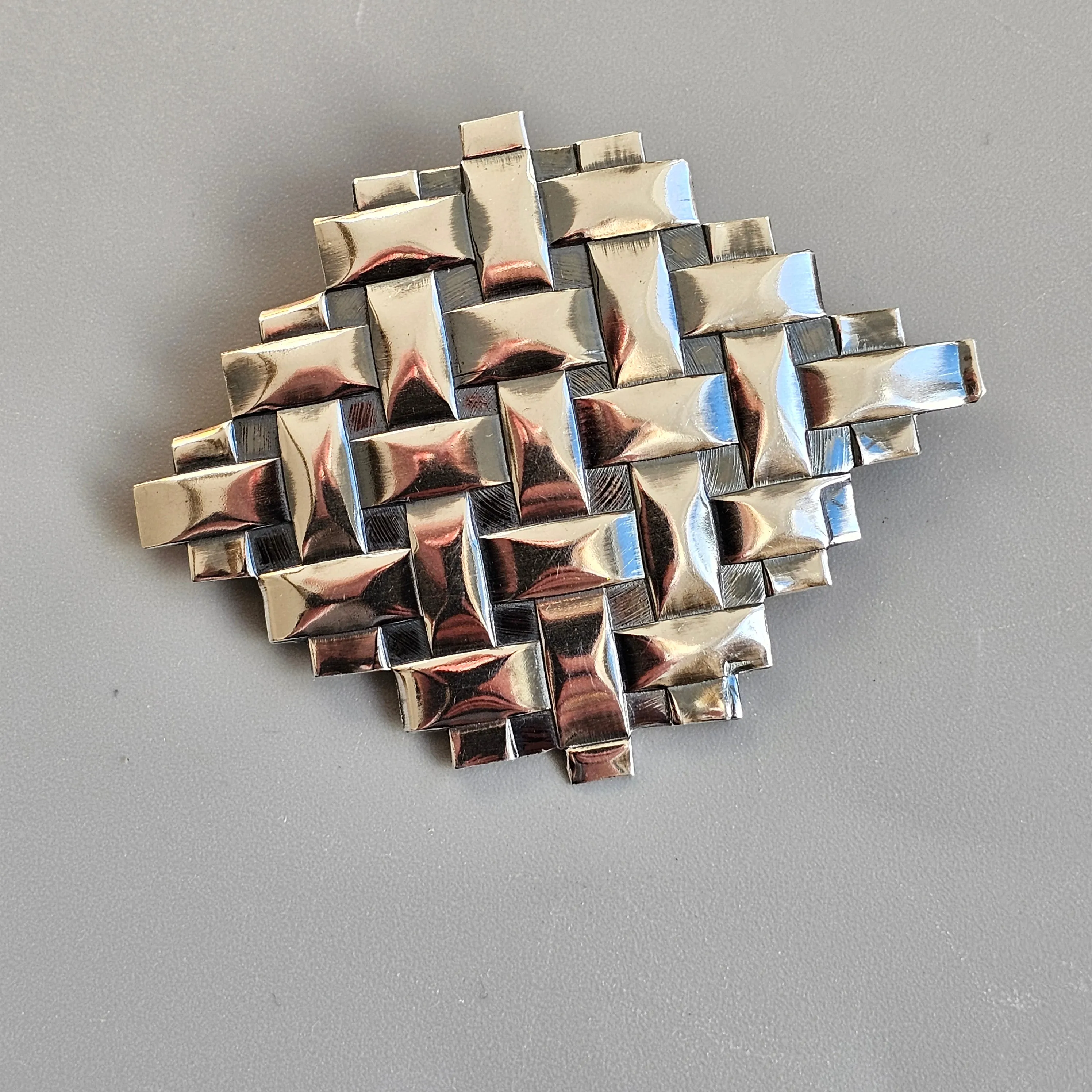 1960s Finnish Modernist Era Abstract Silver Brooch By Turun Hopea