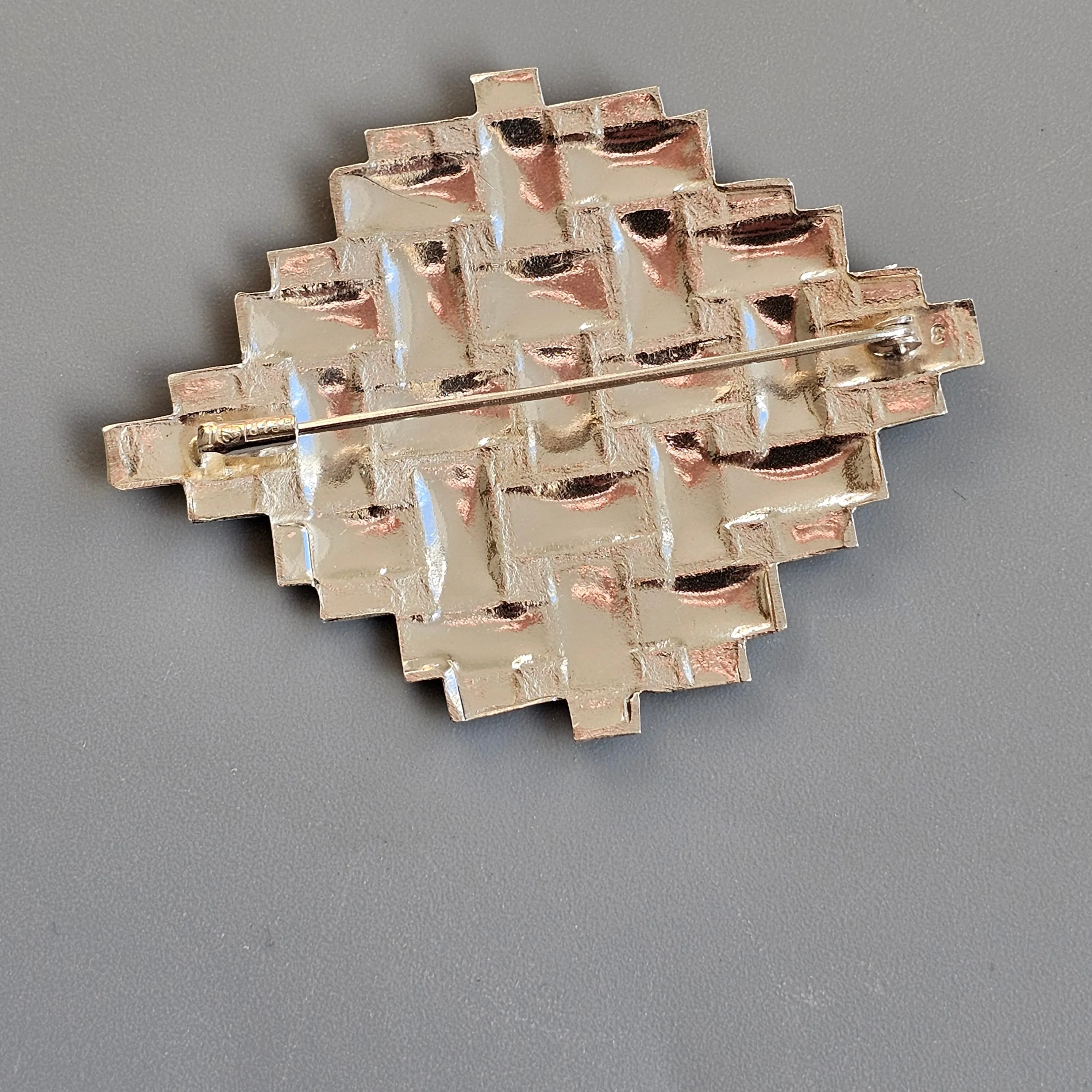 1960s Finnish Modernist Era Abstract Silver Brooch By Turun Hopea