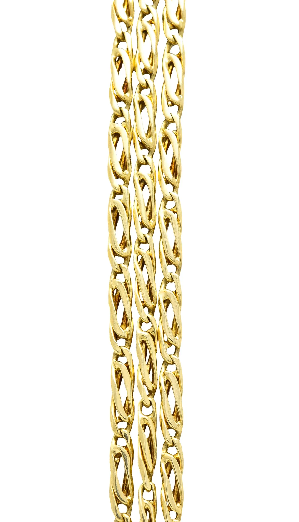 1980's 18 Karat Yellow Gold Three Stand Scroll Link Vintage Chain Necklace