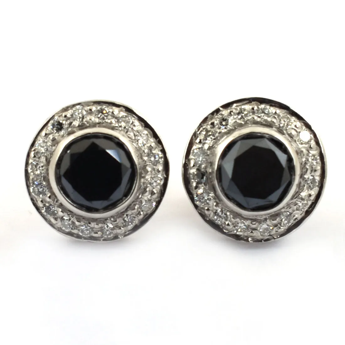 2 Ct AAA Certified Black Diamond Solitaire Studs with Diamond Accents, Amazing Collection with Great Sparkle