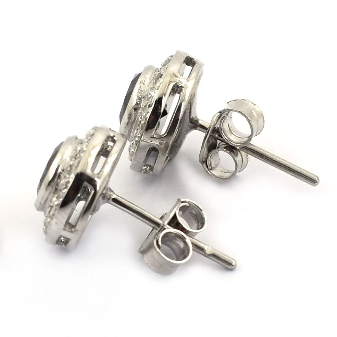 2 Ct AAA Certified Black Diamond Solitaire Studs with Diamond Accents, Amazing Collection with Great Sparkle