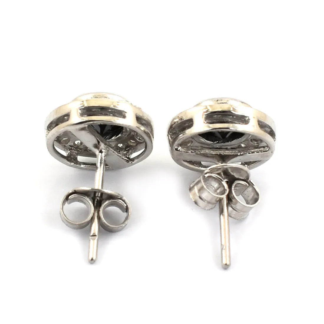 2 Ct AAA Certified Black Diamond Solitaire Studs with Diamond Accents, Amazing Collection with Great Sparkle