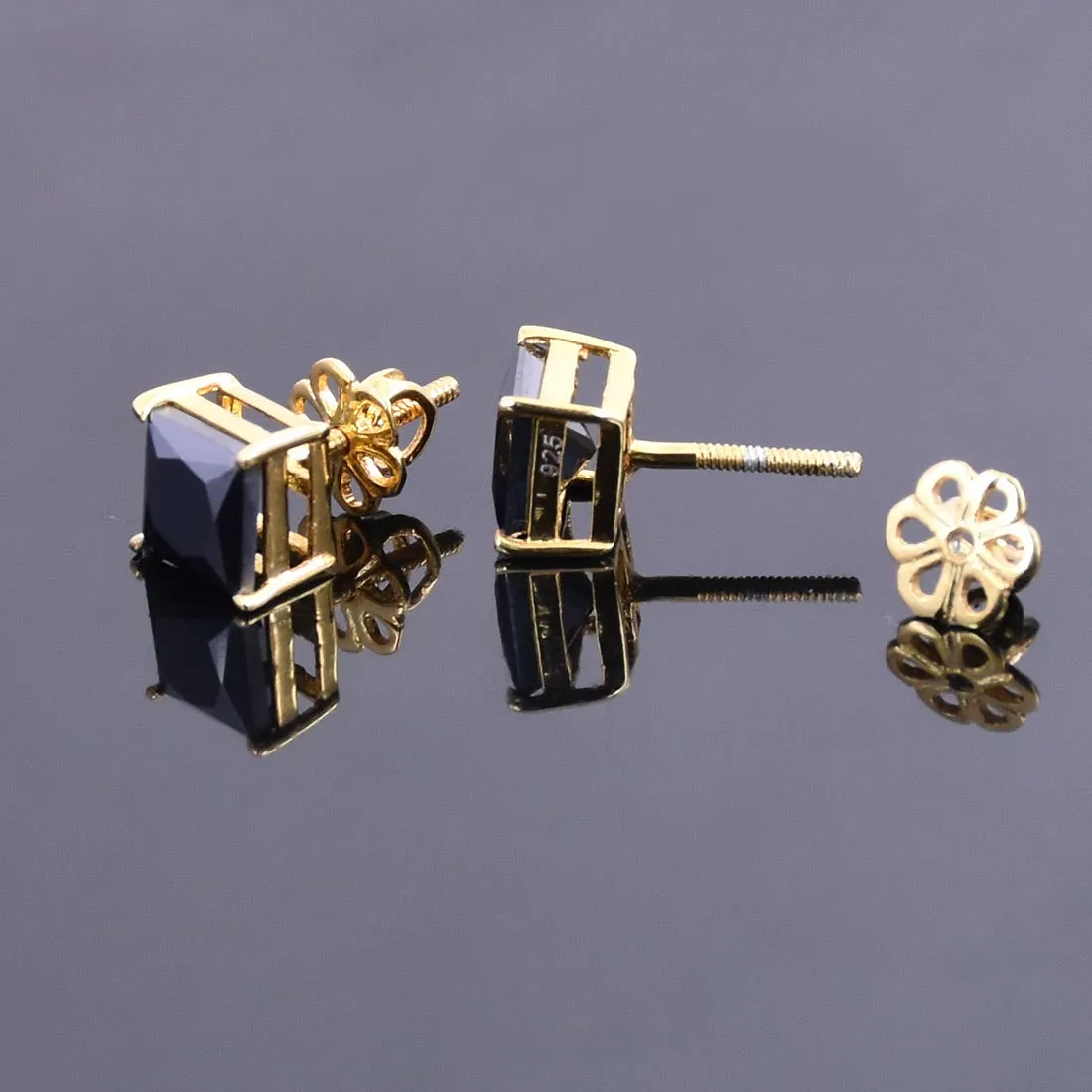2 Ct Black Diamond Solitaire Studs in 925 Silver, 100% Certified- Great Sparkle & Luster