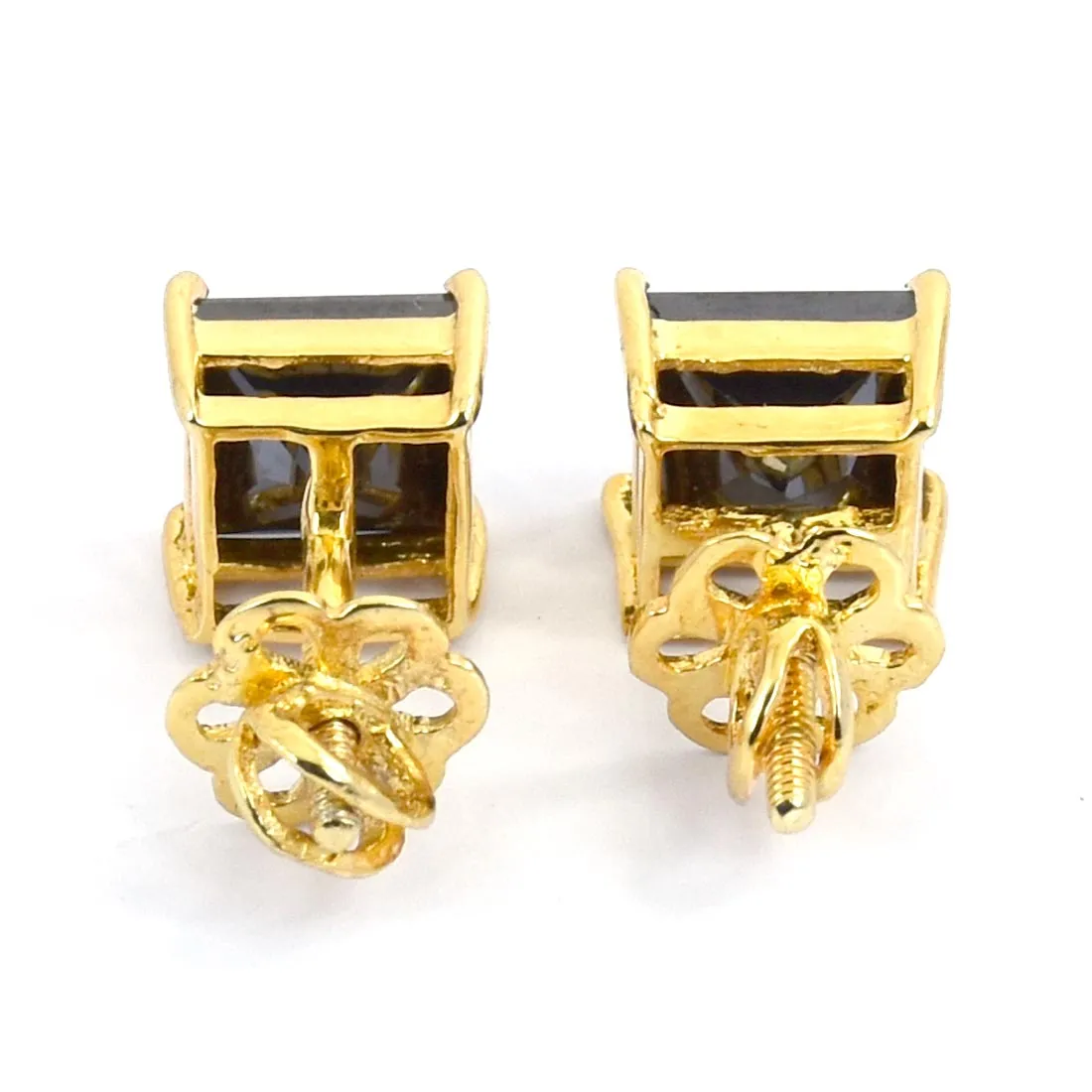 2 Ct Black Diamond Solitaire Studs in 925 Silver, 100% Certified- Great Sparkle & Luster
