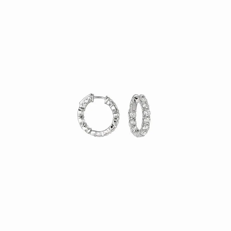 20 POINTER HOOP EARRINGS/PATENTED SNAP LOCK 14K GOLD (4 CTW)