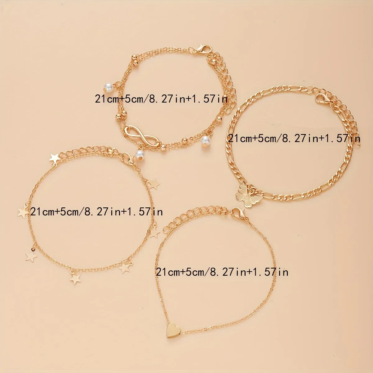 22-Piece Pearl & Charm Anklet Set – Elegant & Versatile for Any Occasion