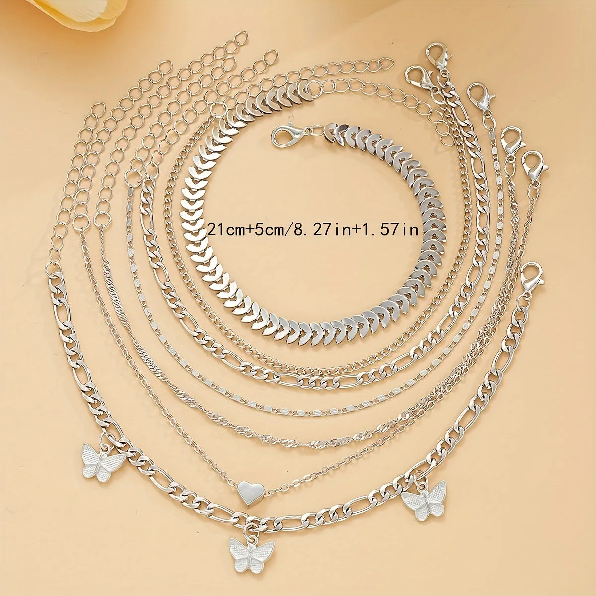 22-Piece Pearl & Charm Anklet Set – Elegant & Versatile for Any Occasion