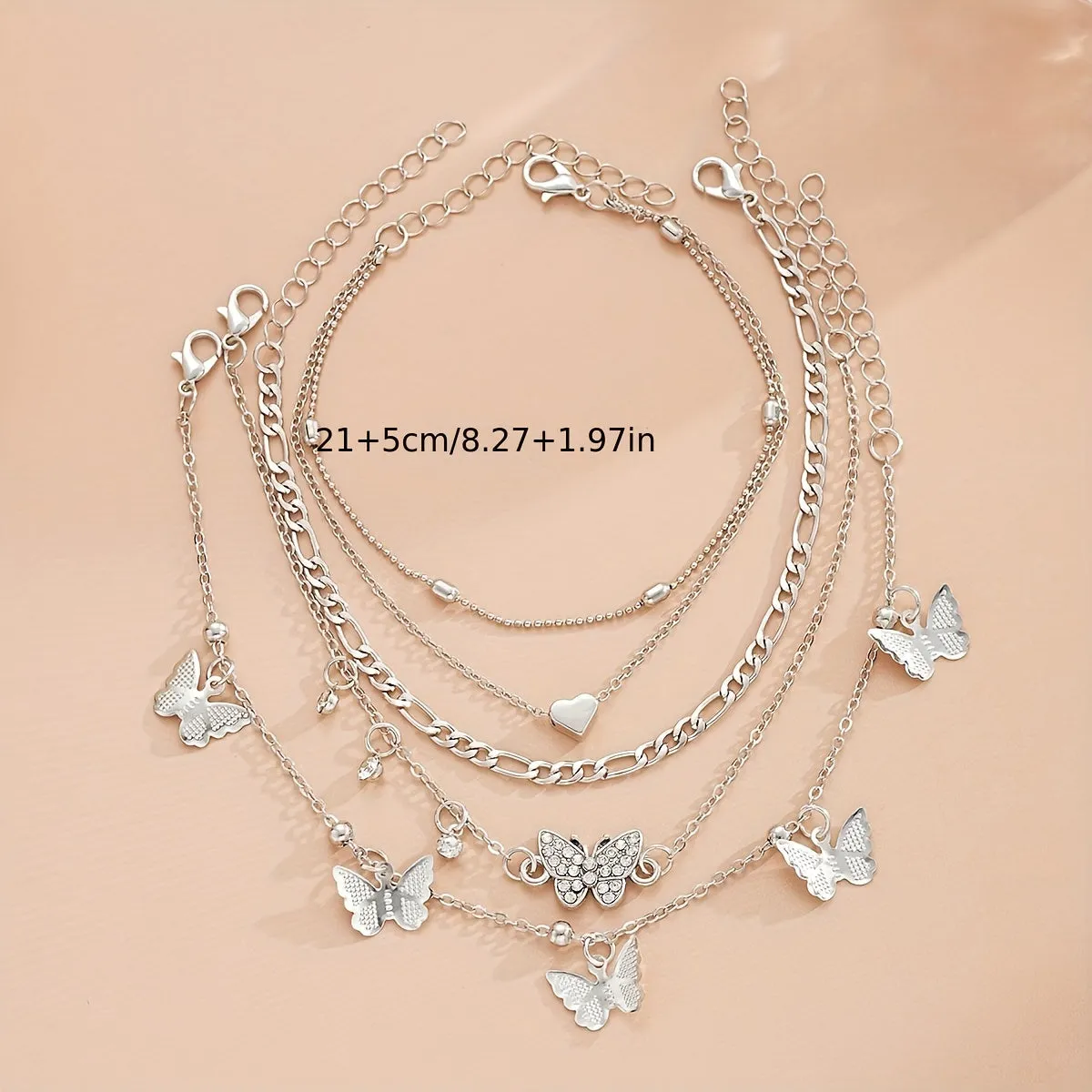 22-Piece Pearl & Charm Anklet Set – Elegant & Versatile for Any Occasion
