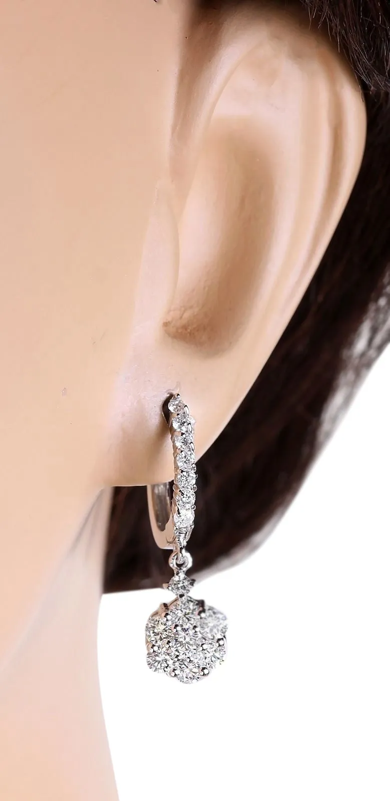 2.24 Carat Natural Diamond 14K White Gold Earrings