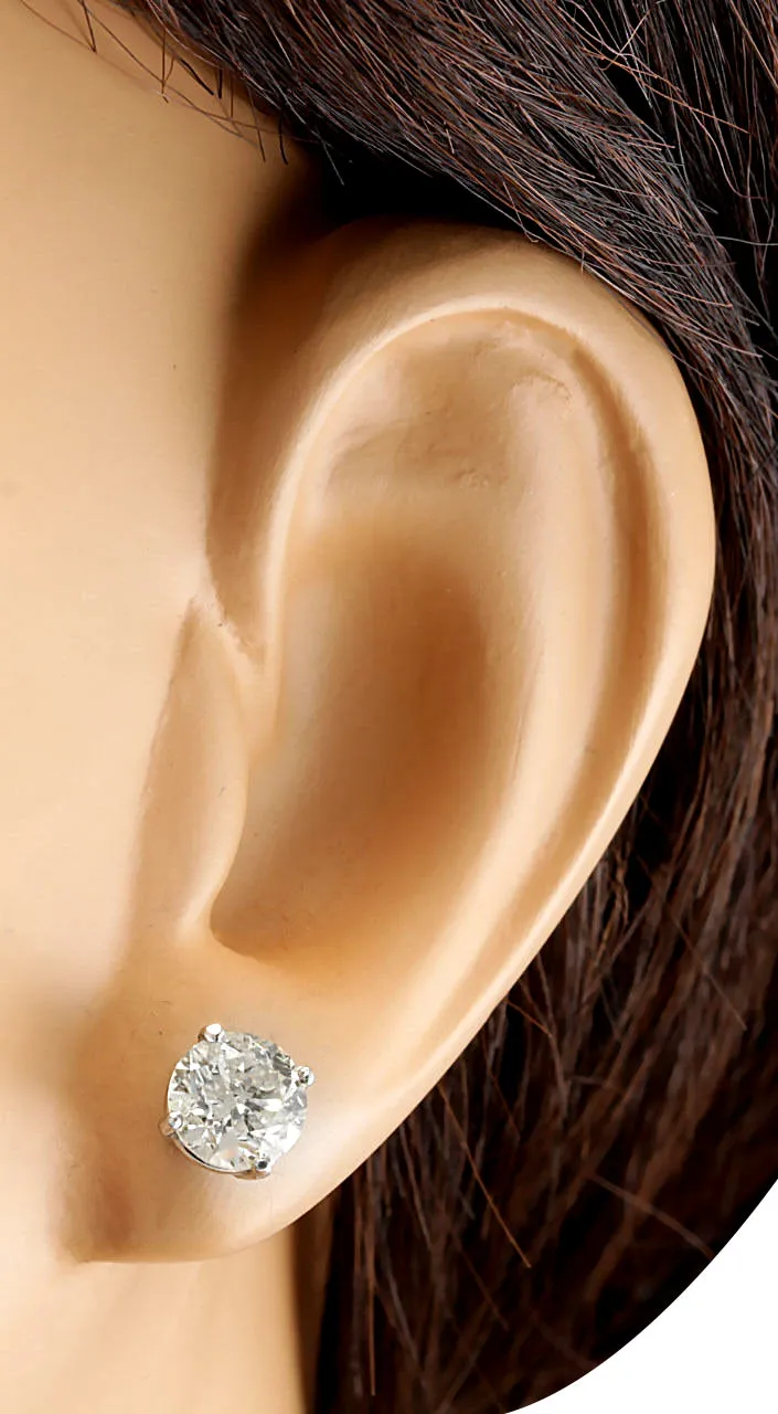 2.40 Carat Natural Diamond 14K White Gold Earrings