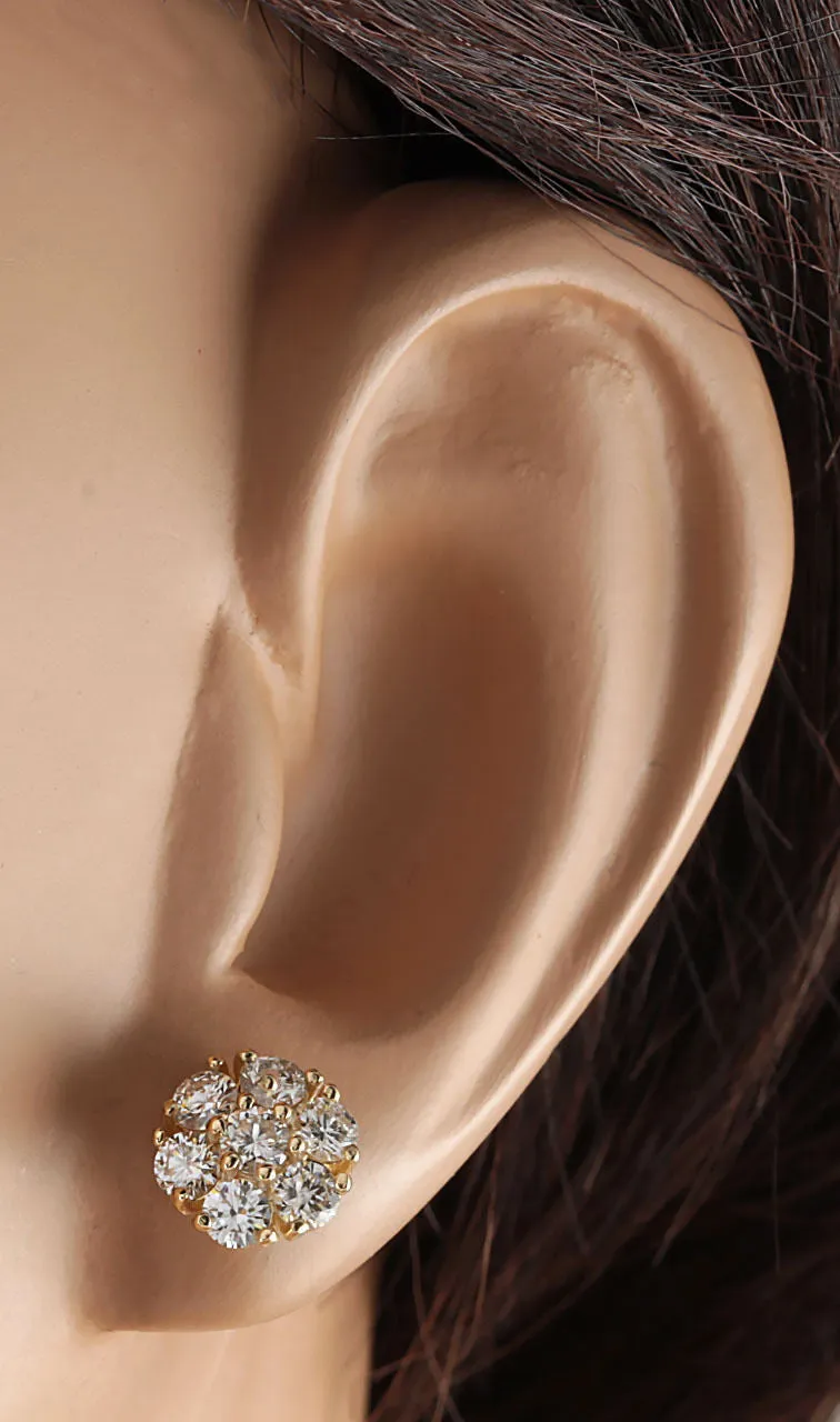 2.45 Carat Natural Diamond 14K Yellow Gold Earrings