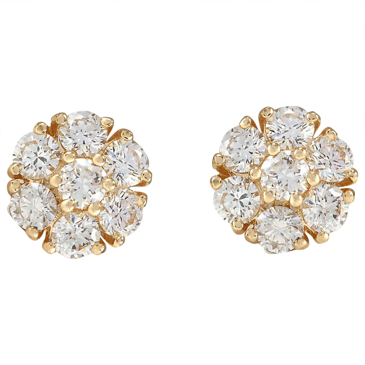 2.45 Carat Natural Diamond 14K Yellow Gold Earrings