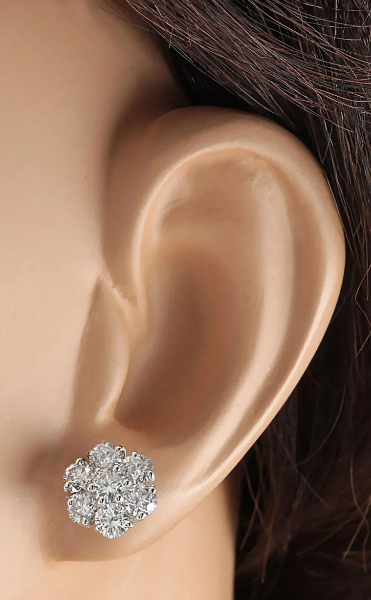 2.50 Carat Natural Diamond 14K White Gold Earrings