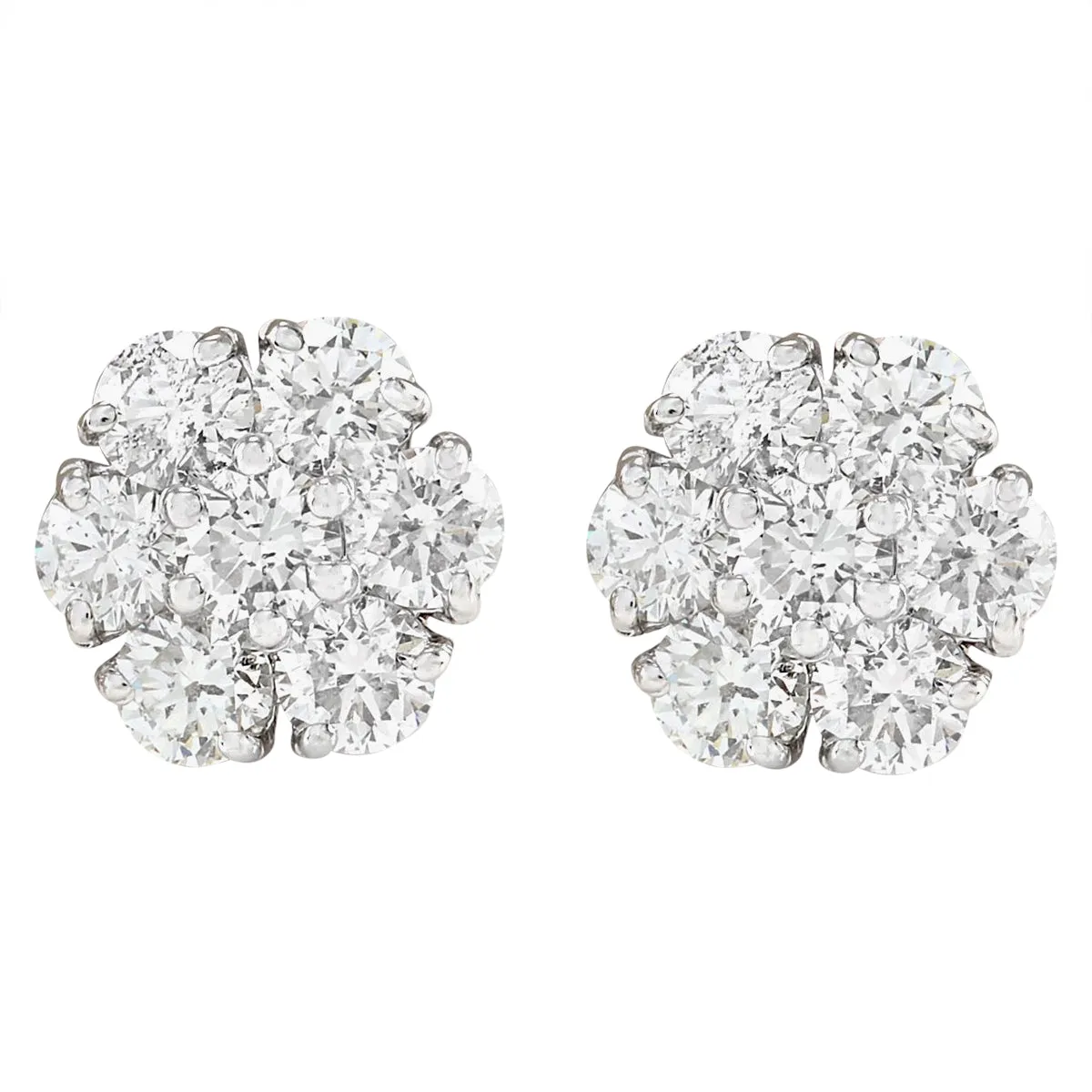 2.50 Carat Natural Diamond 14K White Gold Earrings