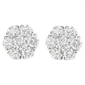 2.50 Carat Natural Diamond 14K White Gold Earrings