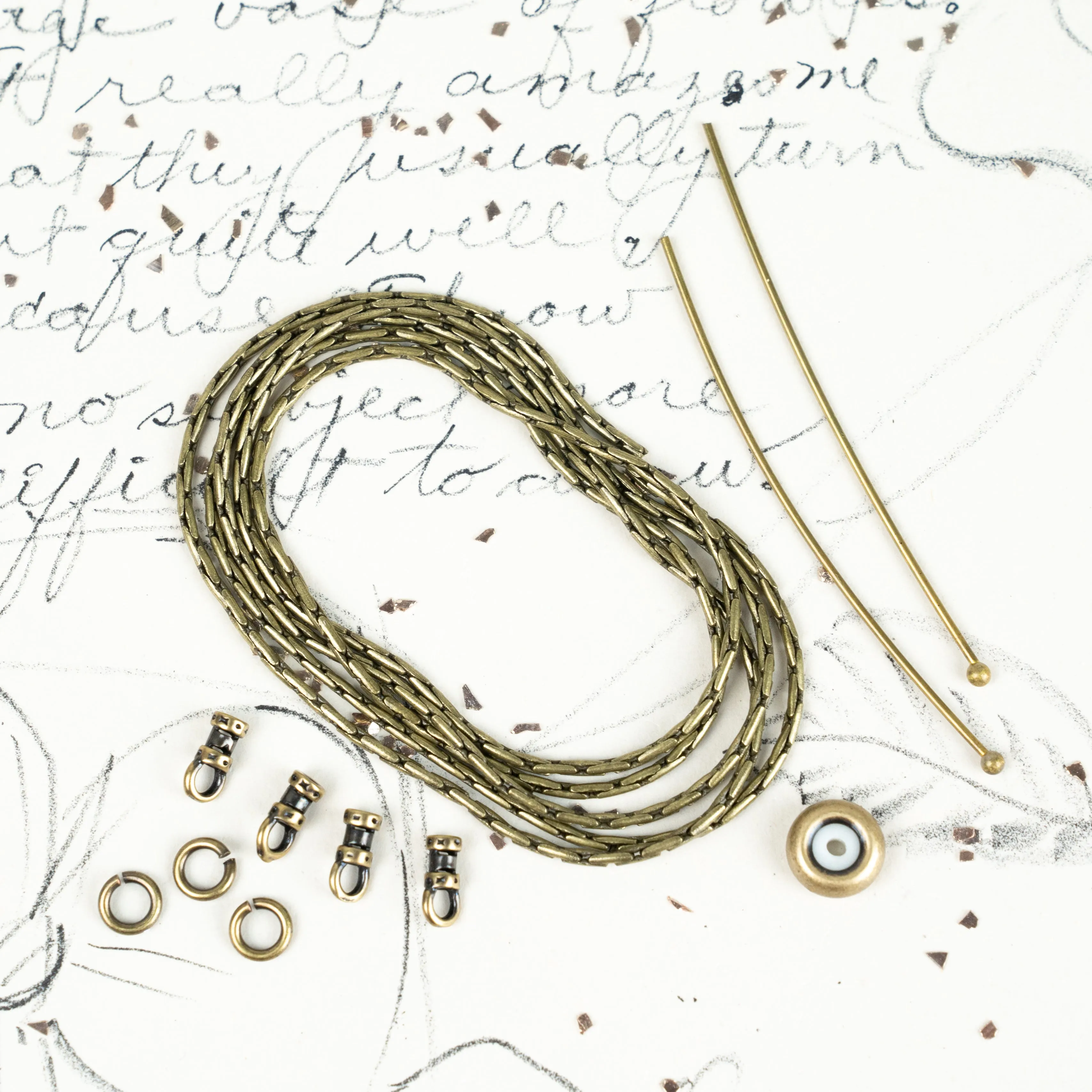 26" Antique Brass 1.25mm Beading Chain Choker Kit