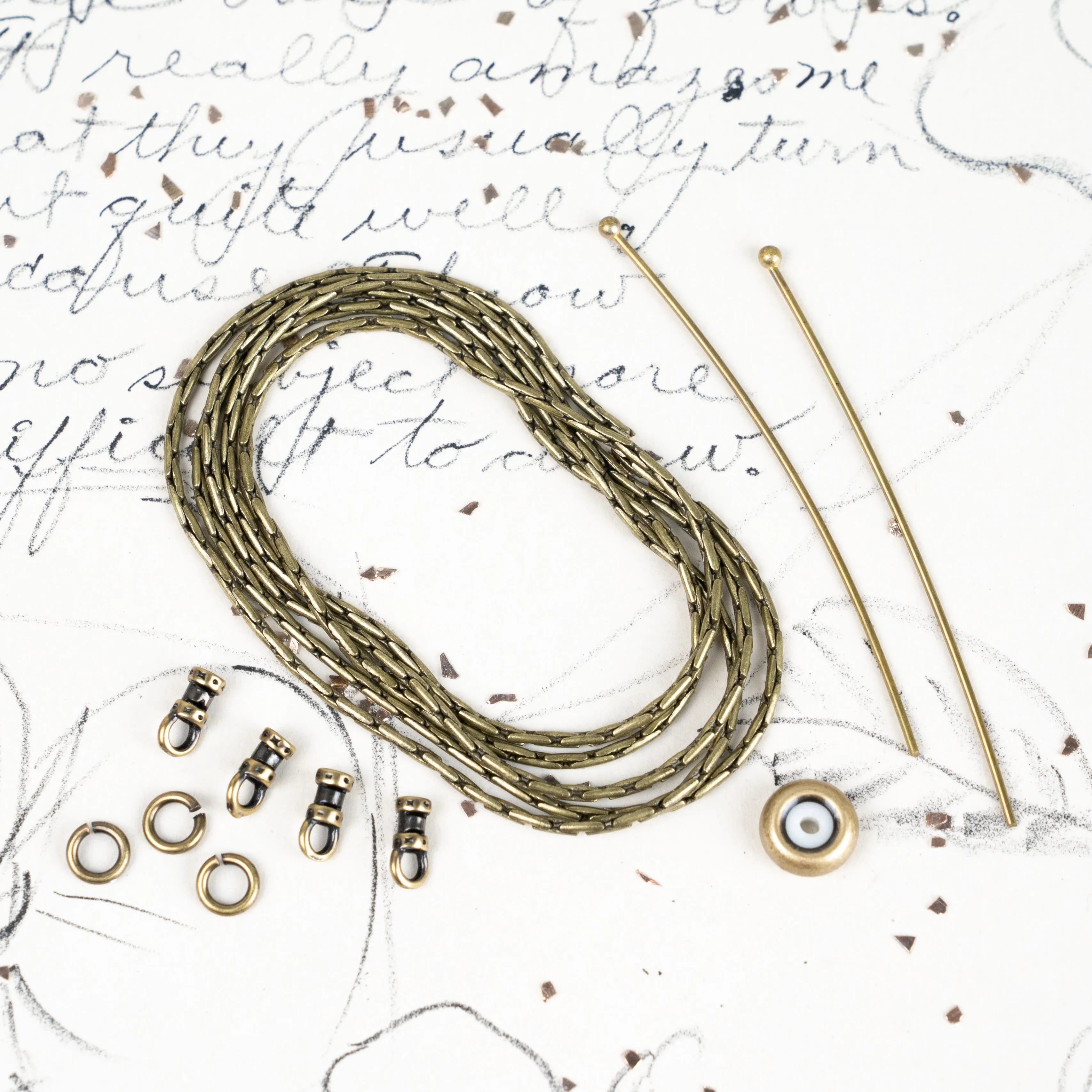 26" Antique Brass 1.25mm Beading Chain Choker Kit