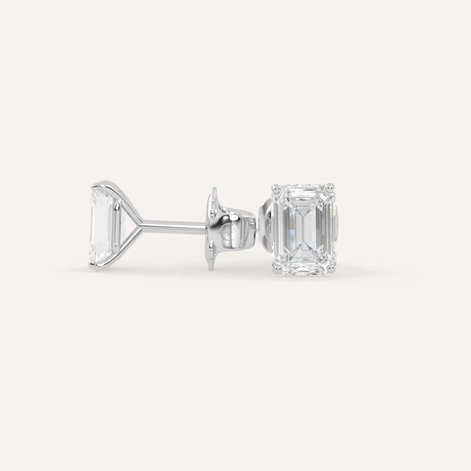3 carat Emerald Diamond Stud Earrings LAB
