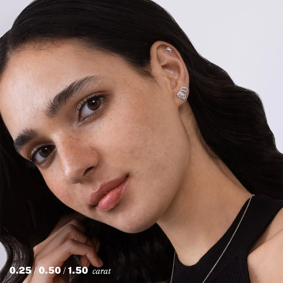 3 carat Emerald Diamond Stud Earrings LAB