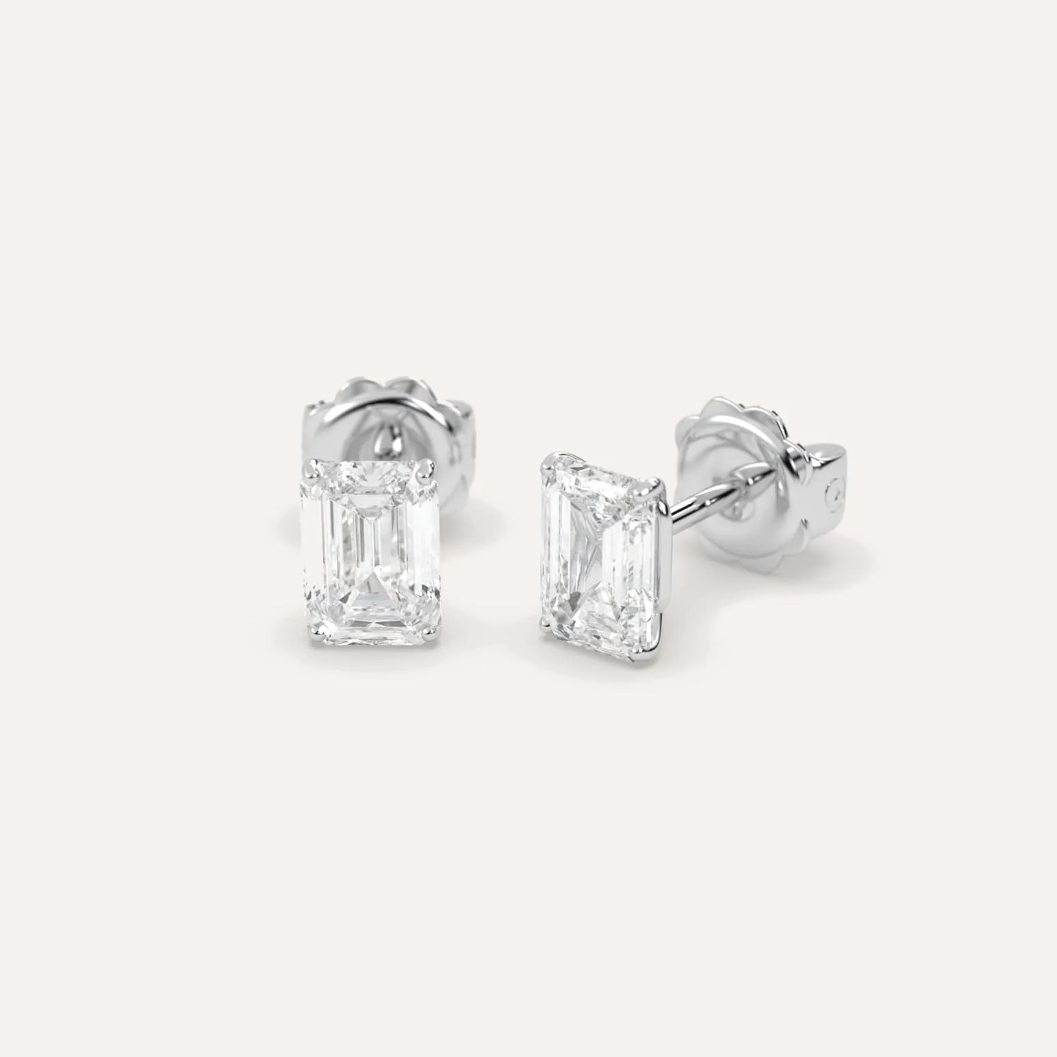 3 carat Emerald Diamond Stud Earrings LAB