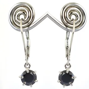 3 Ct Black Diamond Solitaire Earring In Dangler Style With 6 Prong Setting
