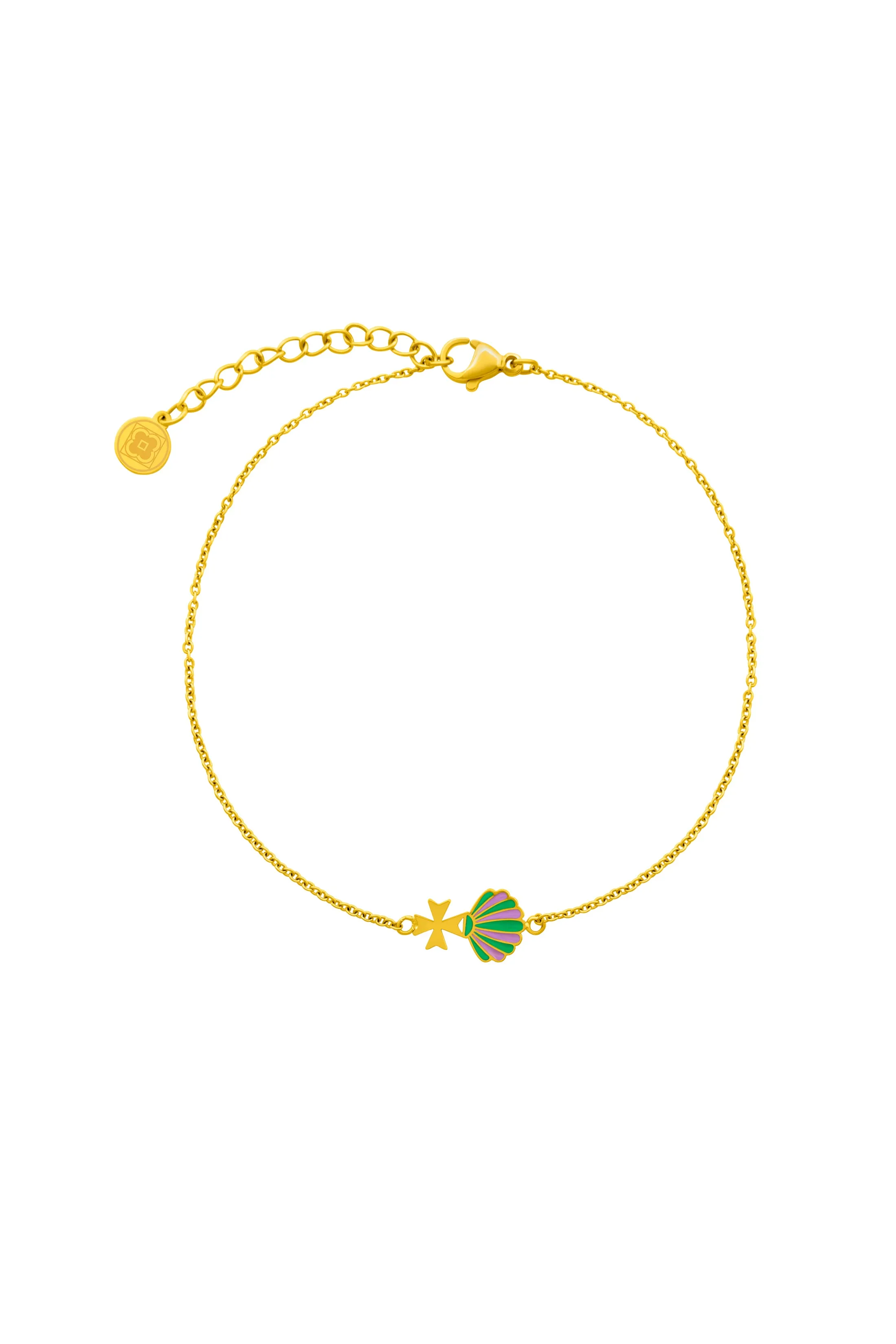3 For 2 Offer Gift Set- Rectangle Link Chain, Crystal & Petite Shell & Maltese Cross Anklets