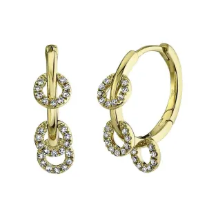 3 Pave Circle Charm Hoops