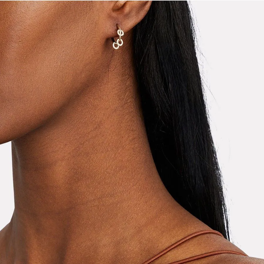 3 Pave Circle Charm Hoops