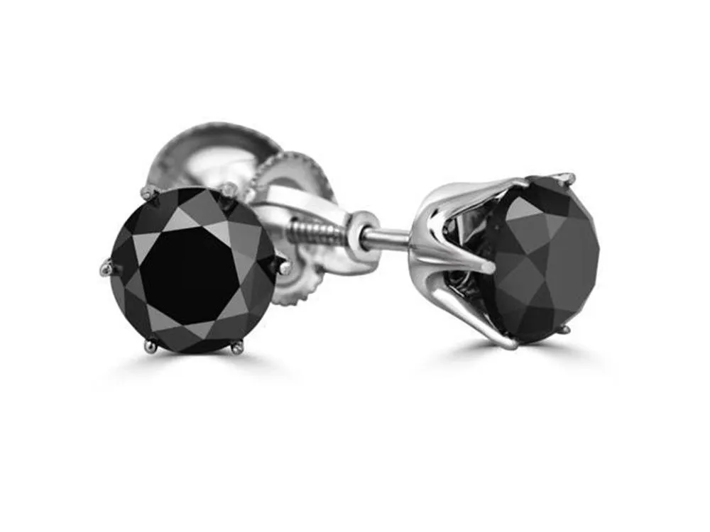 3.00 Ct AAA Certified Black Diamond Solitaire Studs in 925 Silver, Elegant Look- Great Gift for Anniversary