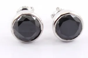3.00 Ct AAA Certified Black Diamond Solitaire Studs in Bezel Setting, Amazing Collection with Great Luster