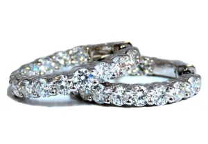 3.36ct Natural Round Diamond hoop earrings 14kt 22mm share prong press button