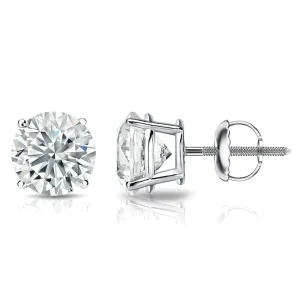 3/4 Carat Round 14K White Gold 4 Prong Basket Set Diamond Solitaire Stud Earrings