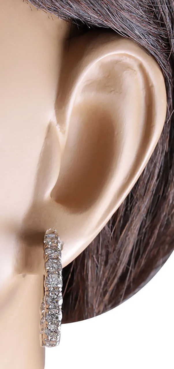 3.48 Carat Natural Diamond 14K White Gold Earrings