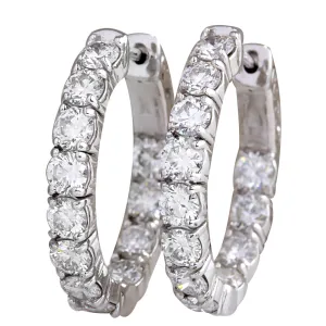 3.48 Carat Natural Diamond 14K White Gold Earrings