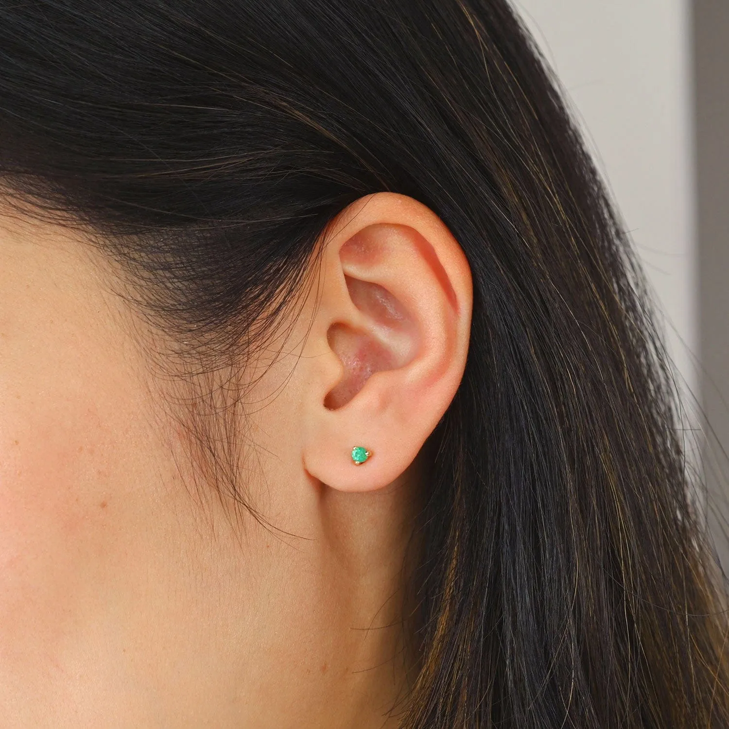 3mm Birthstone Studs - Emerald