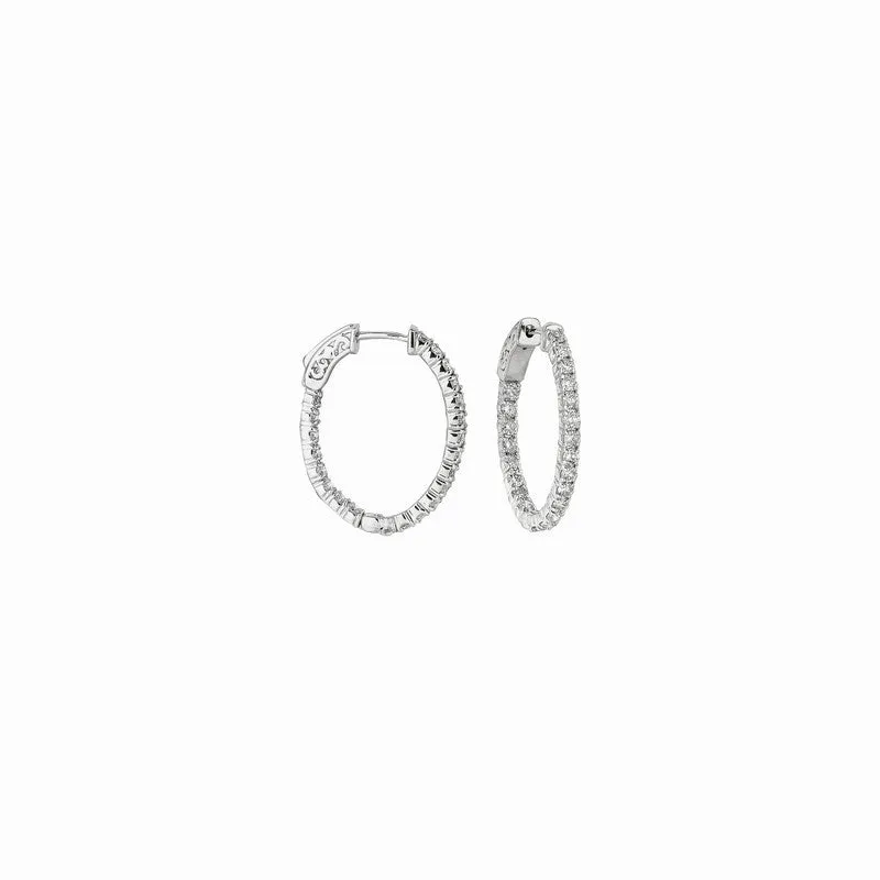 5 POINTER OVAL HOOP EARRINGS 14K GOLD (2.16 CTW)