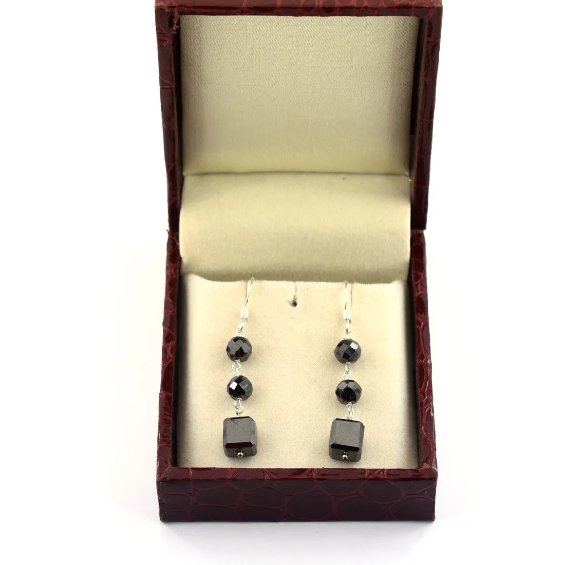 6 mm, 18 Ct Certified Black Diamonds Dangler Earrings in 925 Silver, Amazing Collection with Great Style