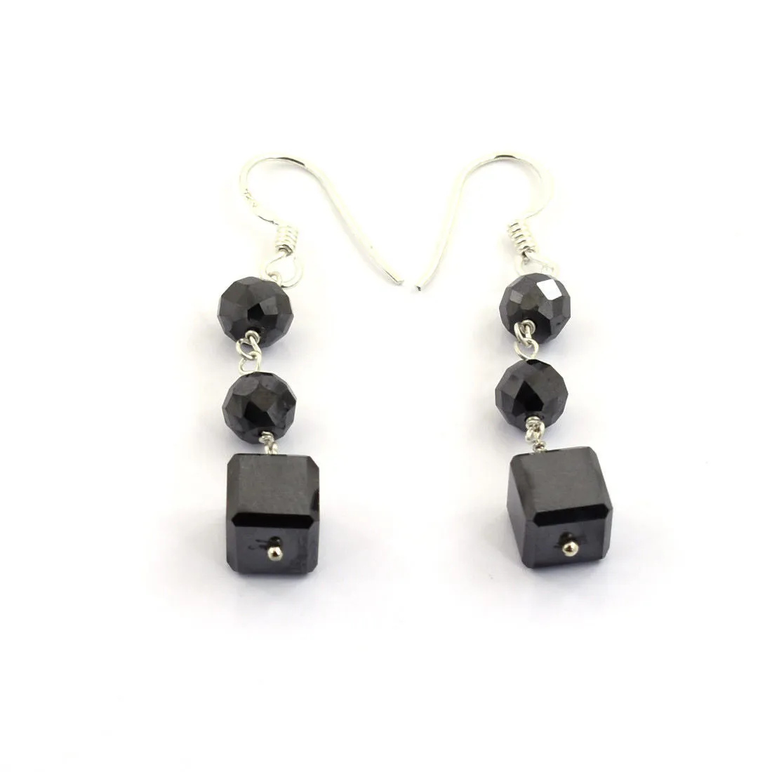 6 mm, 18 Ct Certified Black Diamonds Dangler Earrings in 925 Silver, Amazing Collection with Great Style