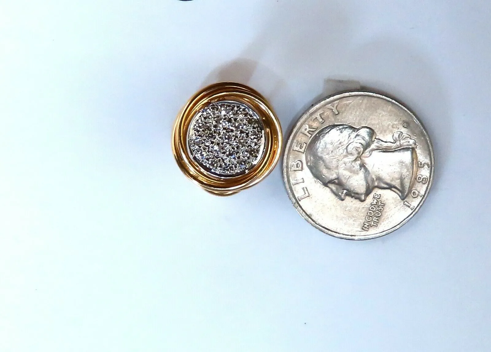 .60ct Natural Diamonds Cluster Circular Clip Earrings 14 Karat & Trim