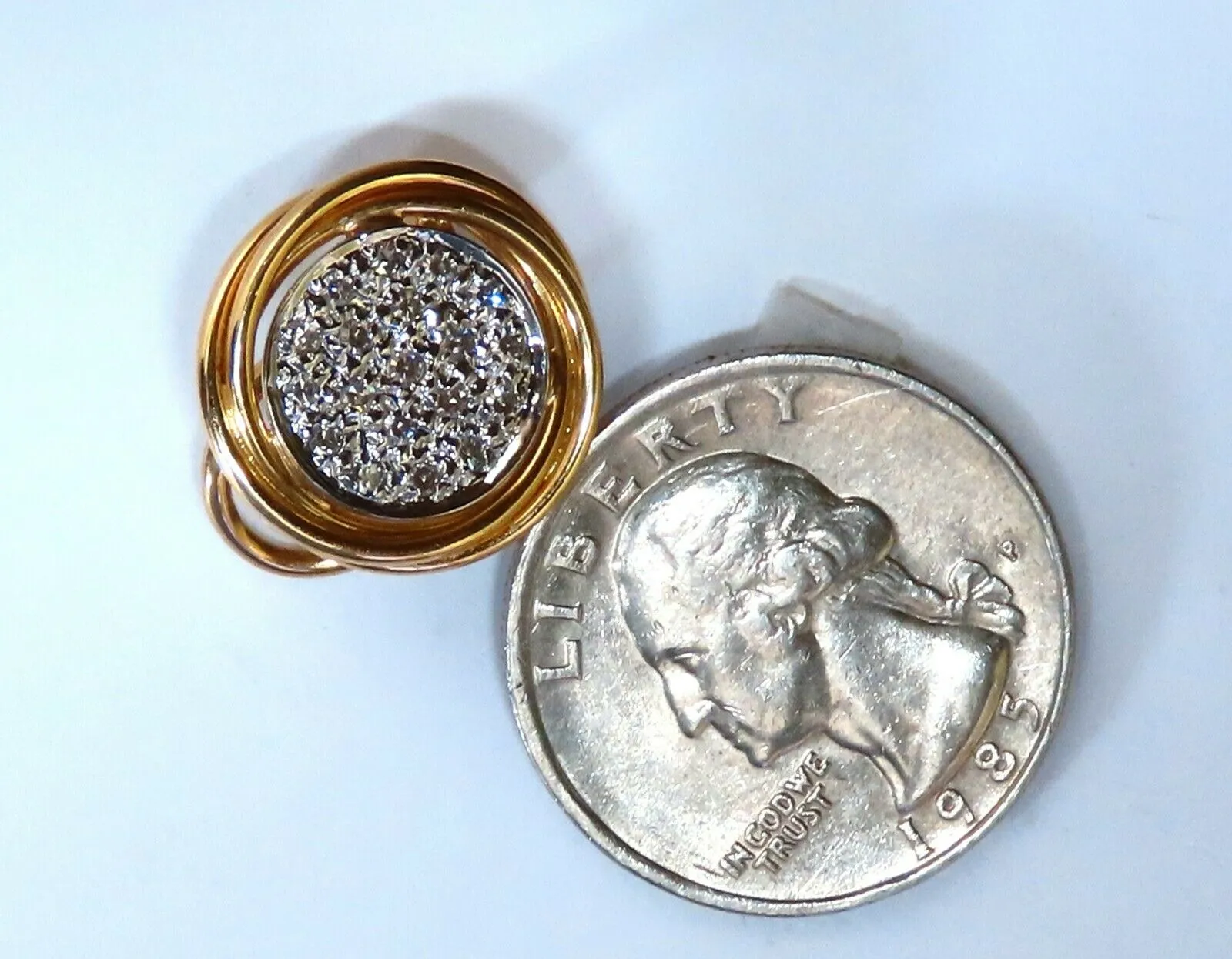 .60ct Natural Diamonds Cluster Circular Clip Earrings 14 Karat & Trim