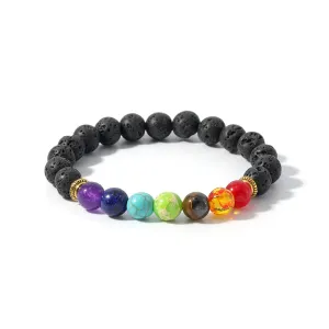 7 Chakra Stone Bead Bracelet Tiger Eye Yoga Balance Men Buddha Jewelry
