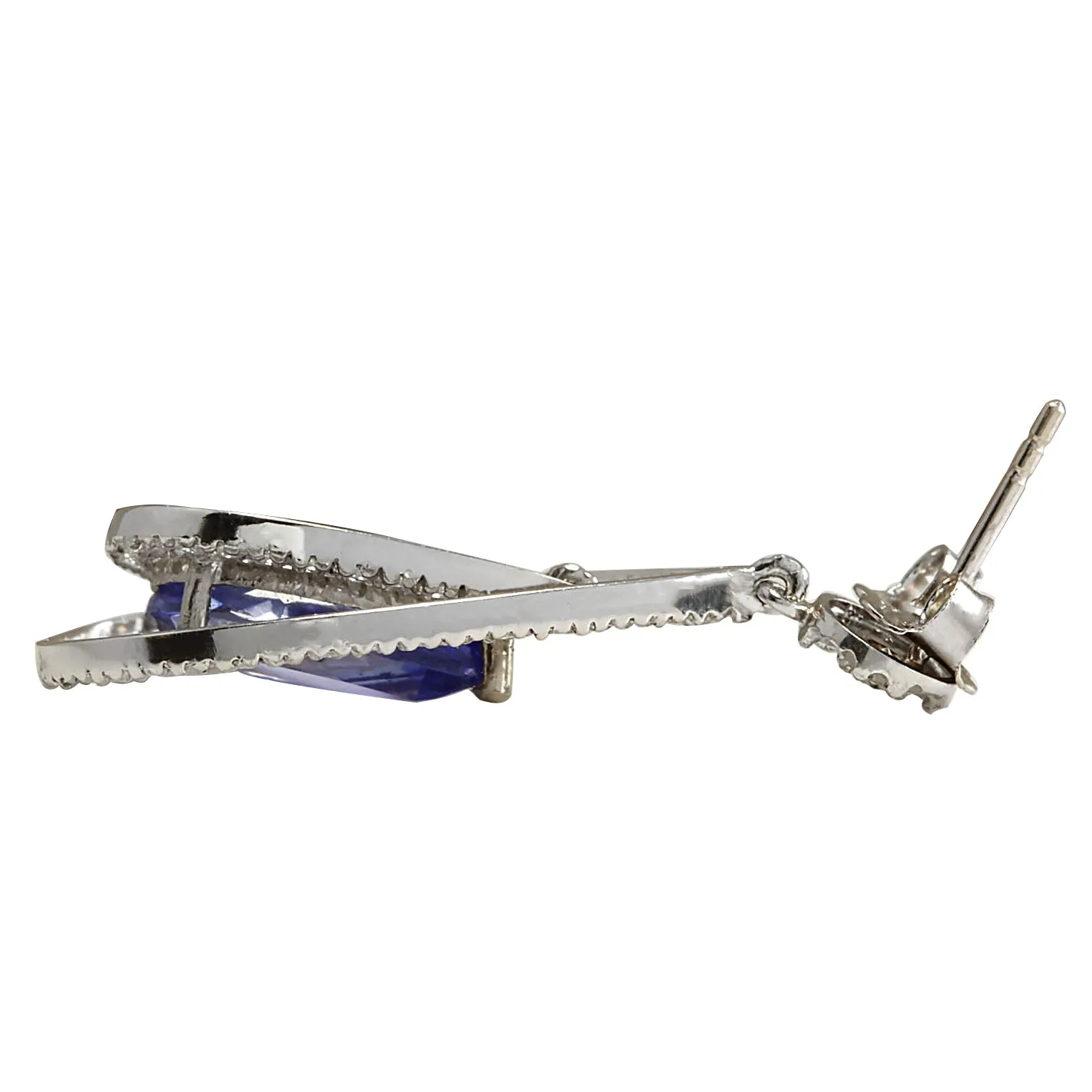 7.82 Carat Natural Tanzanite 14K White Gold Diamond Earrings