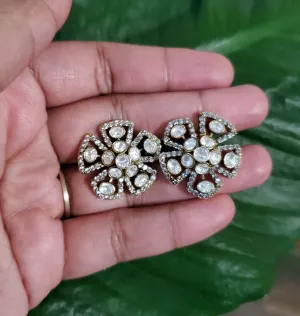92.5 Silver Moissonite Studs With Victorian Polish