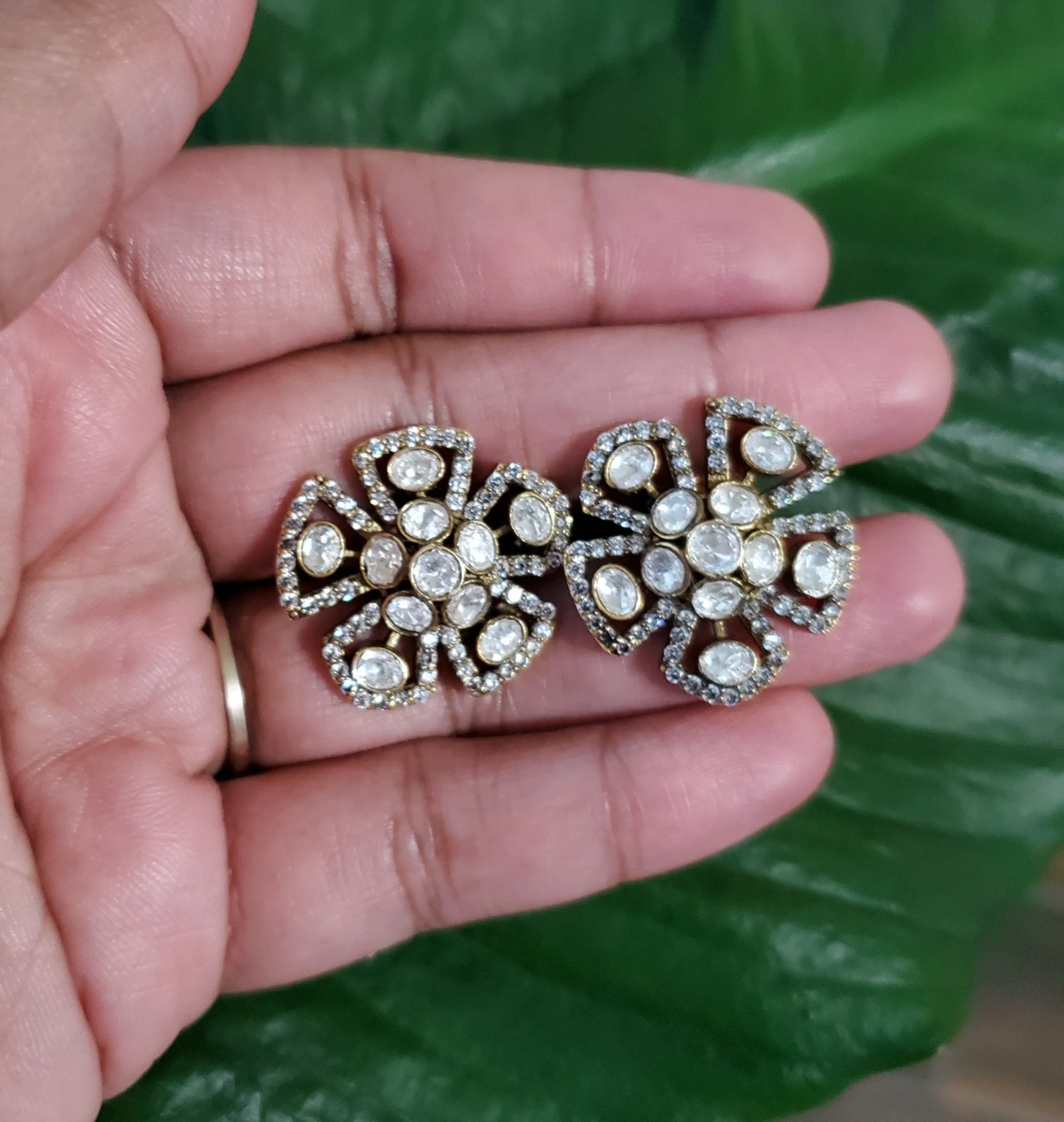 92.5 Silver Moissonite Studs With Victorian Polish