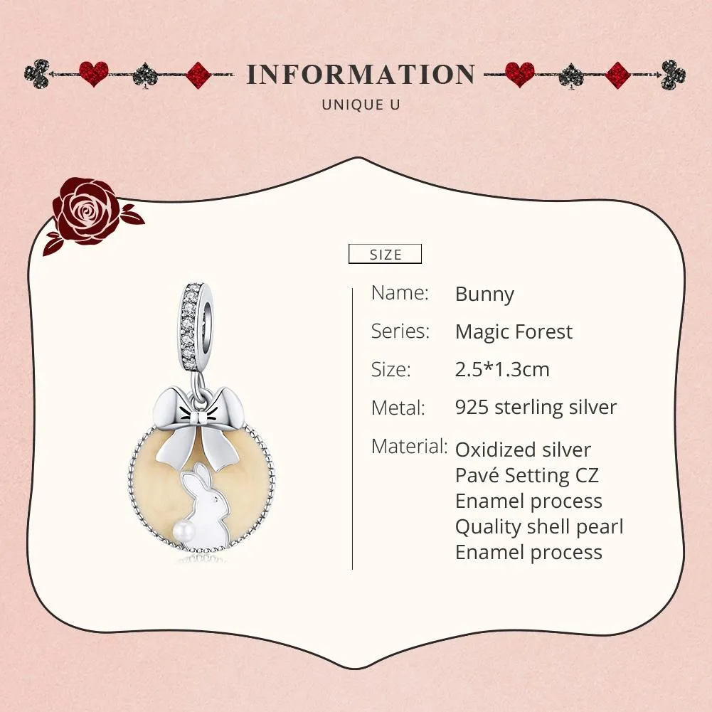 925 Sterling Silver Bunny Pendant For Bracelet Or Necklace