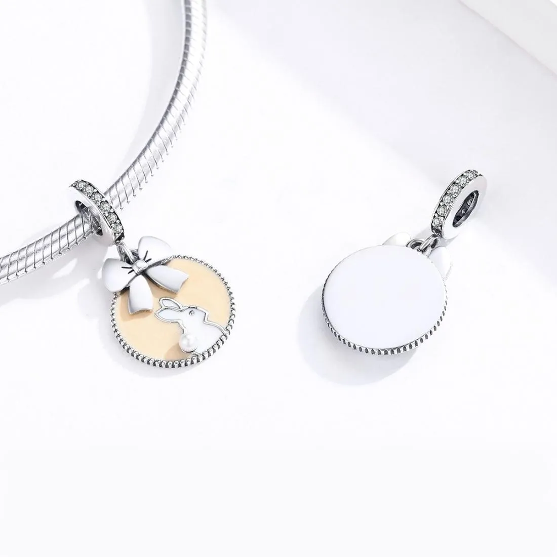 925 Sterling Silver Bunny Pendant For Bracelet Or Necklace