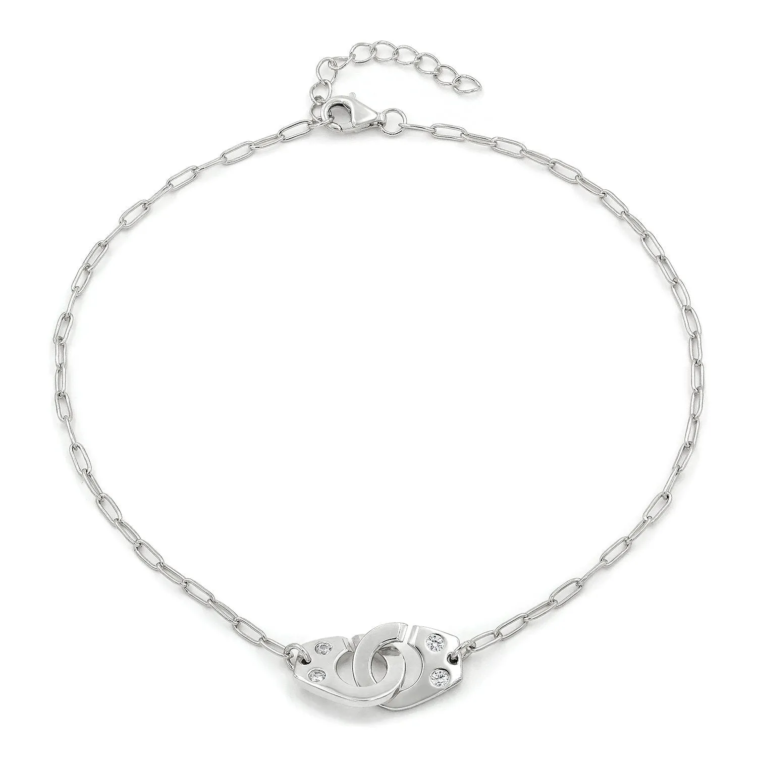 925 Sterling Silver Handcuff Studded Minimalist Ankle Bracelet