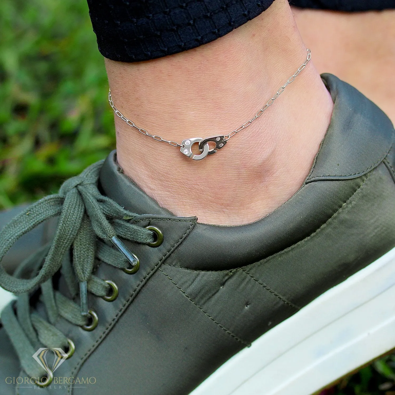 925 Sterling Silver Handcuff Studded Minimalist Ankle Bracelet
