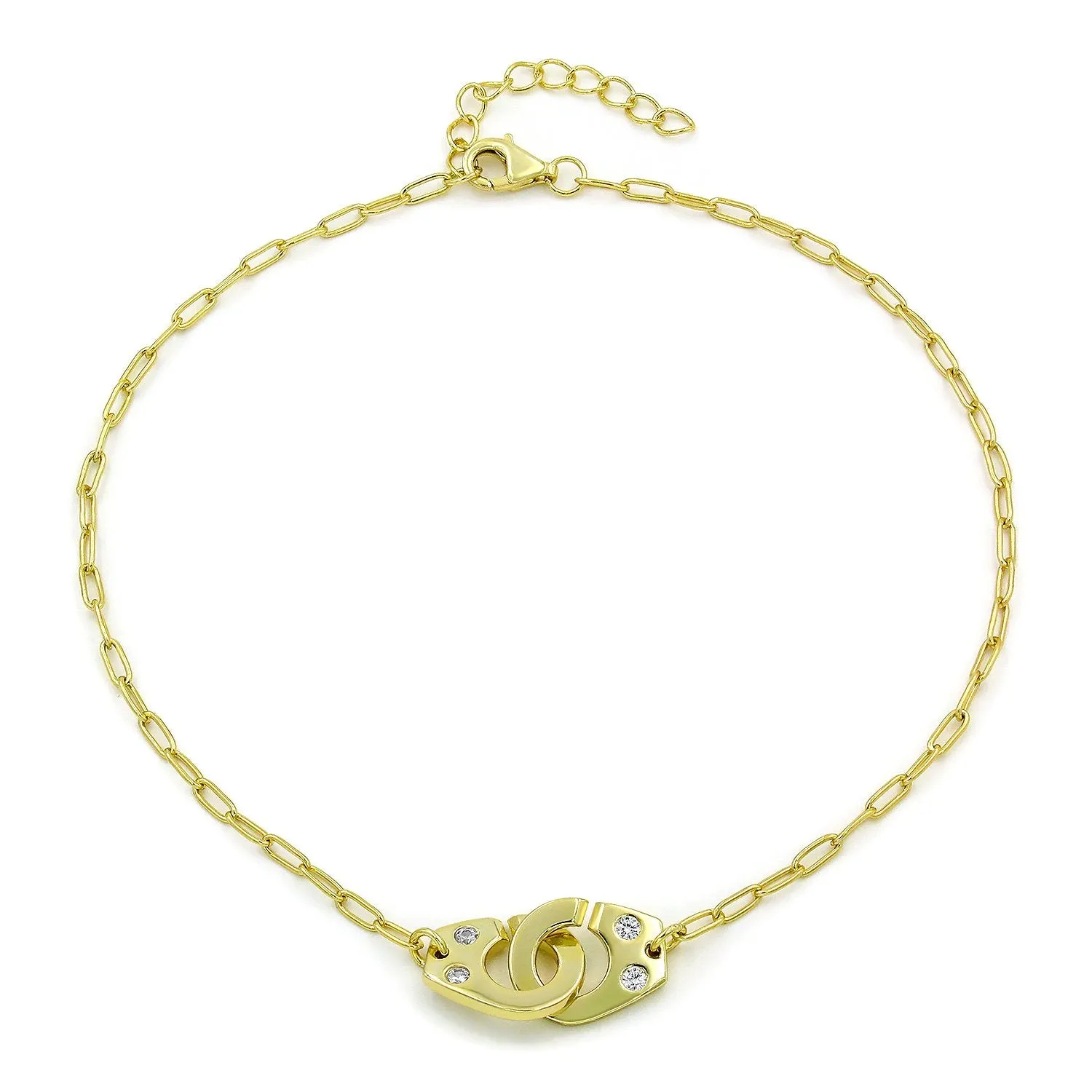 925 Sterling Silver Handcuff Studded Minimalist Ankle Bracelet
